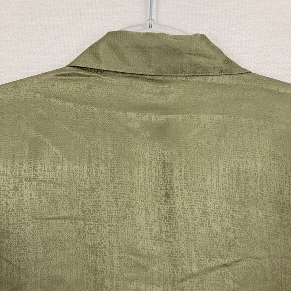 New Linea by Louis Dell'Olio Green Silk QVC Ruffle Artsy Textured Button Down XL - Picture 9 of 10
